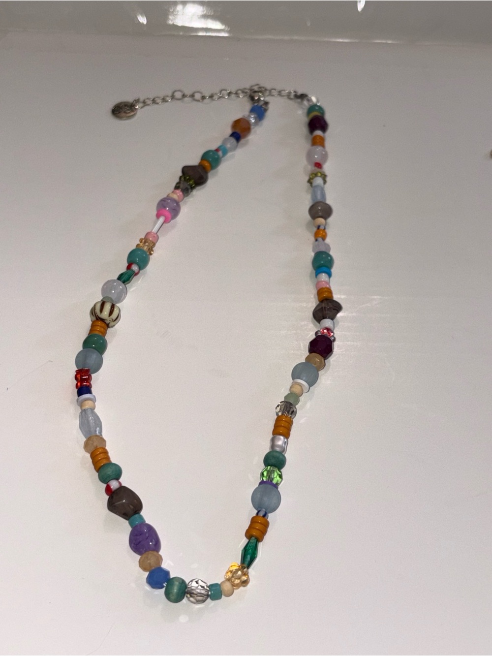 Plunder Multicolor Beaded Necklace with Turquoise, Purple & Gold Accents